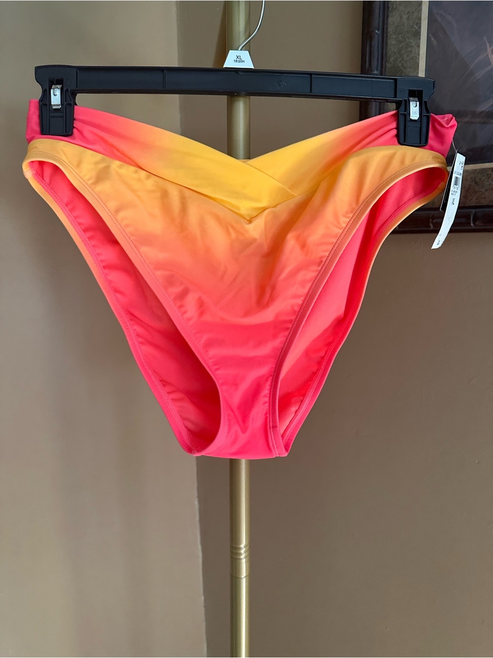 Bar III Ombre V-Waist Bikini Bottom in Pink & Yellow